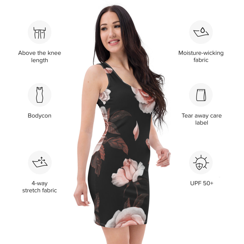 LiveLifeExotic | Stunning black Floral Bodycon Dress for Women