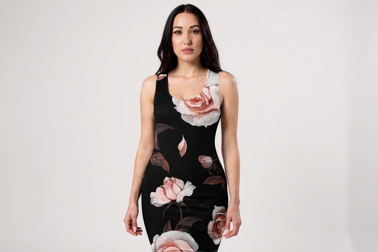 LiveLifeExotic | Stunning black Floral Bodycon Dress for Women
