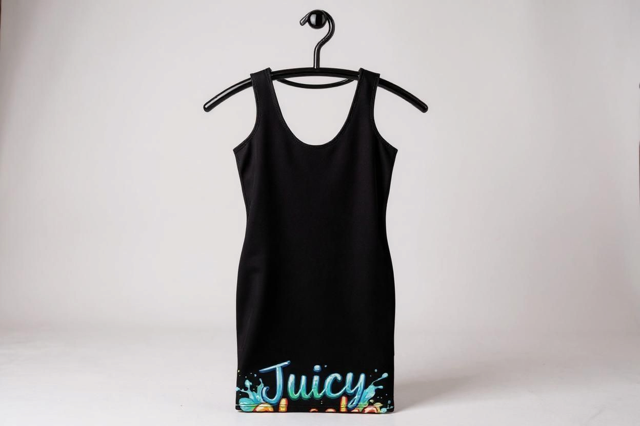 LiveLifeExotic Women's mini Black Bodycon Dress "Juicy Cheeks" | Moisture-Wicking | UPF 50+ | Stretch Fit