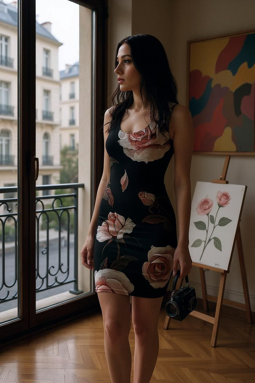 LiveLifeExotic | Stunning black Floral Bodycon Dress for Women