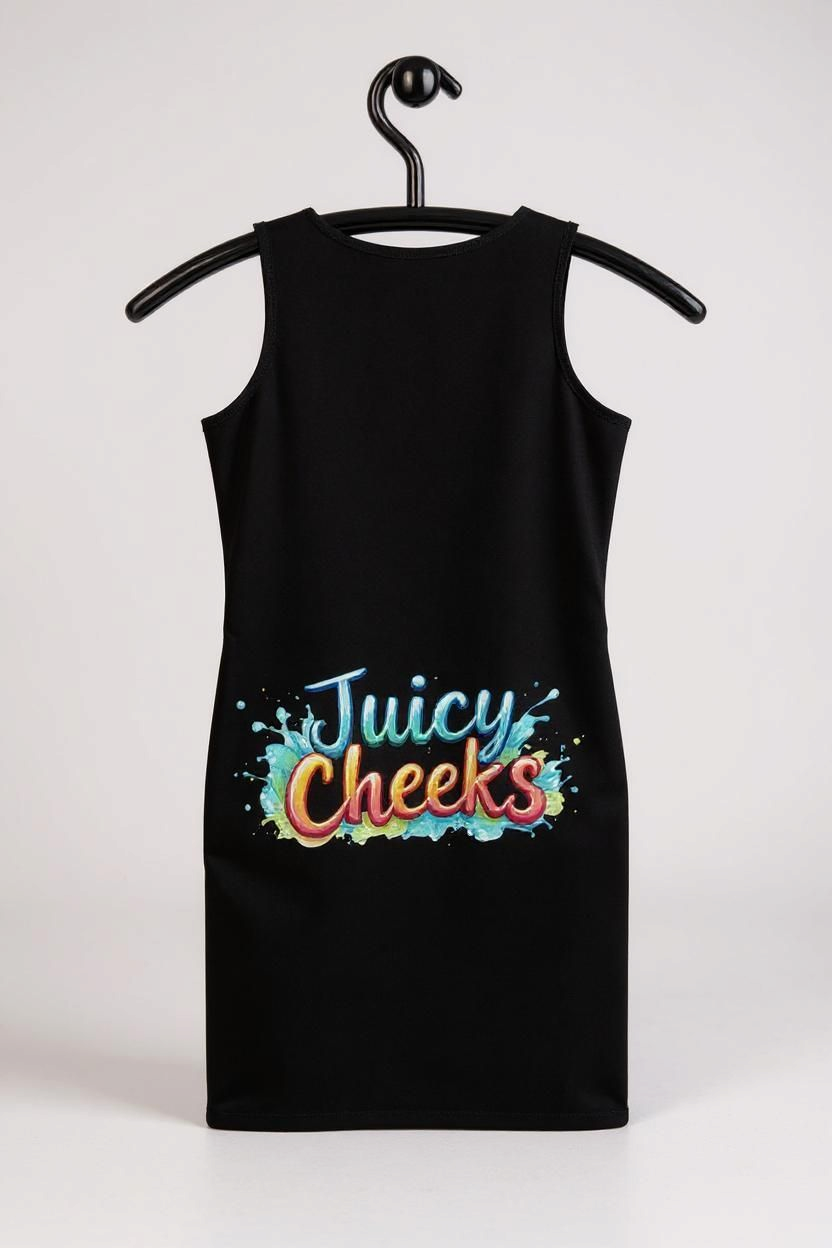 LiveLifeExotic Women's mini Black Bodycon Dress "Juicy Cheeks" | Moisture-Wicking | UPF 50+ | Stretch Fit