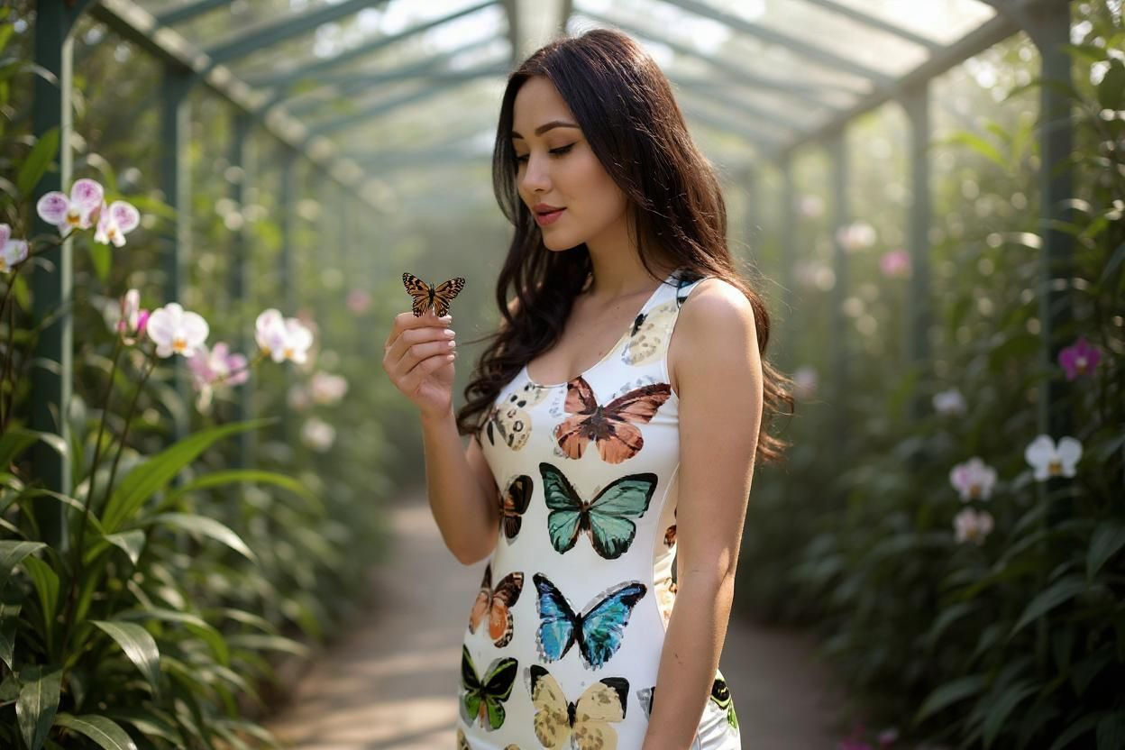 LiveLifeExotic Elegant Butterfly Bodycon Dress - Premium All-Over Print