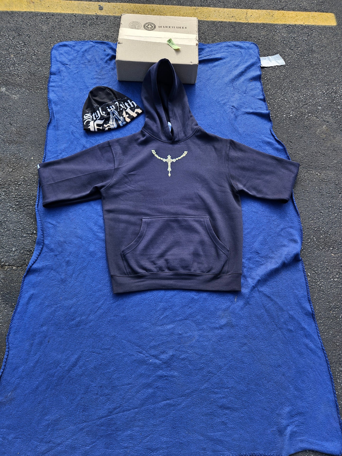 "STYLE IN FAITH" HSCG Designer Heavyweight Unisex Oversized Hoodie - Praying Hands Barbed Wire Design