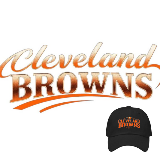 black Cleveland Browns Dad Hat - Retro Orange and Brown Football Gear!  20% offer