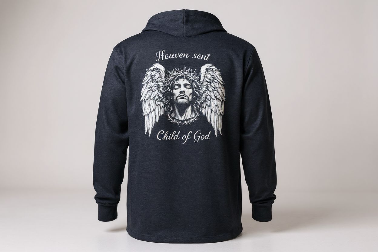 LiveLifeExotic "Heaven Sent" Christian Hooded Long Sleeve Shirt