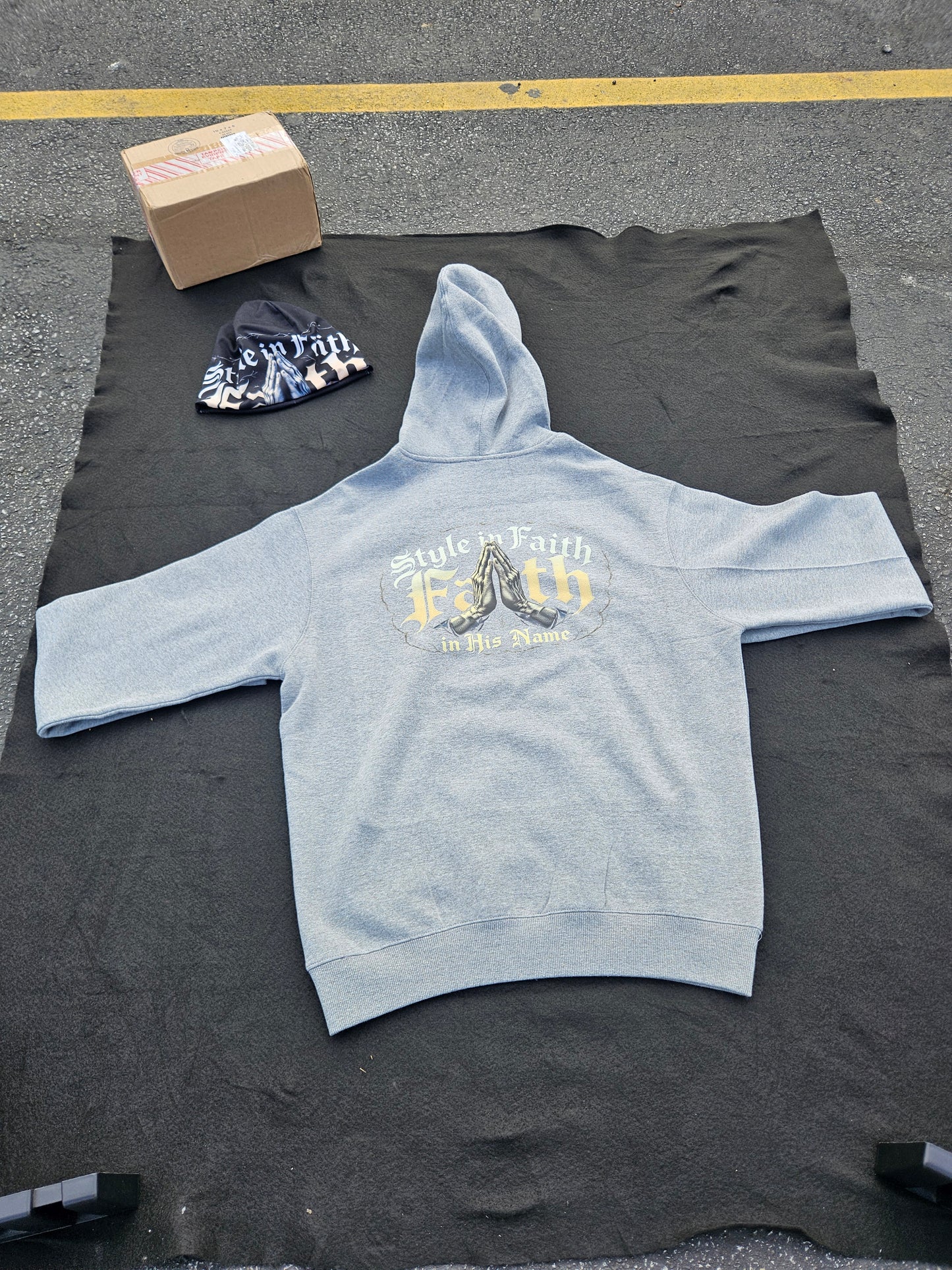 "STYLE IN FAITH" HSCG Designer Heavyweight Unisex Oversized Hoodie - Praying Hands Barbed Wire Design