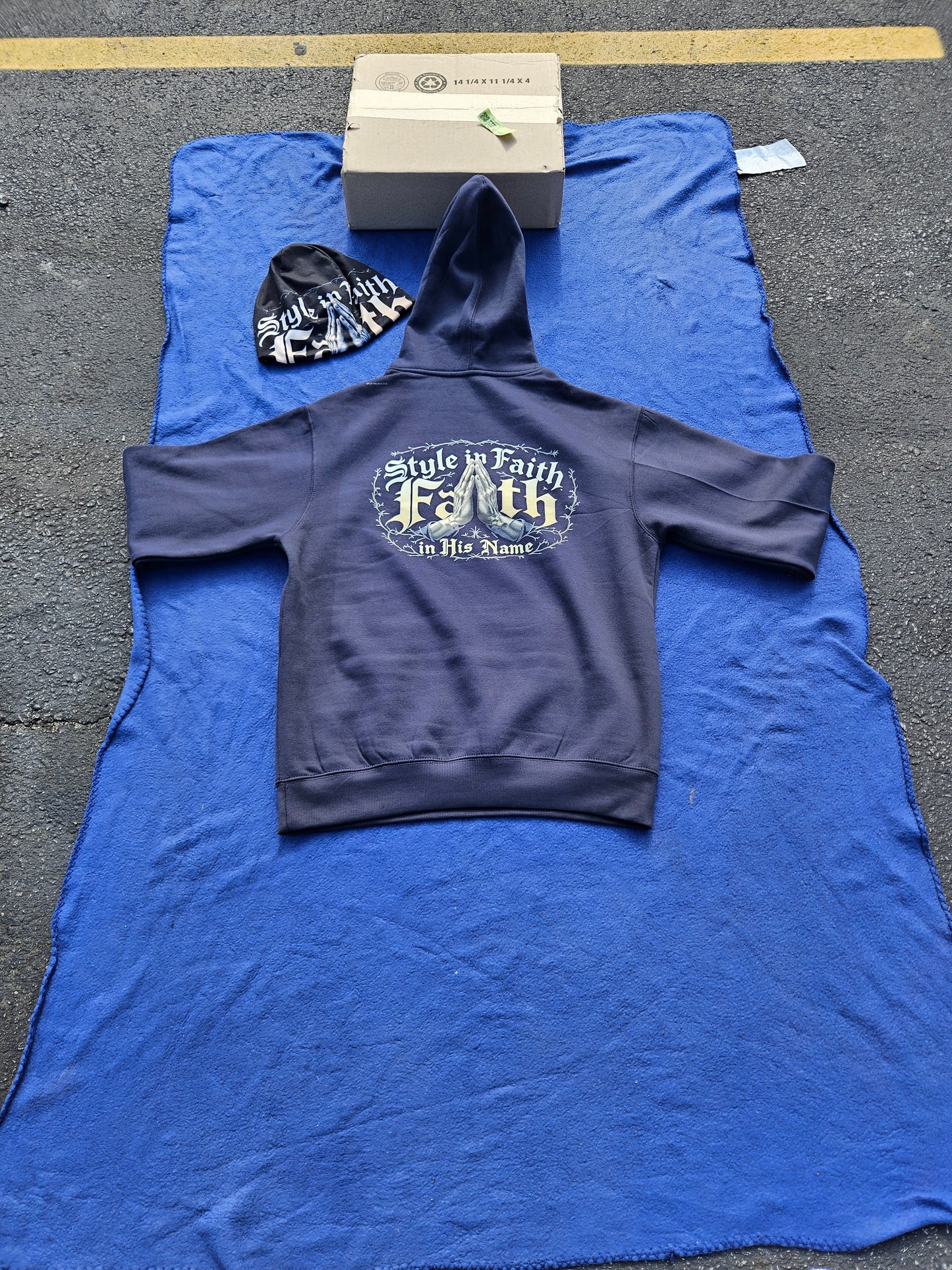 "STYLE IN FAITH" HSCG Designer Heavyweight Unisex Oversized Hoodie - Praying Hands Barbed Wire Design