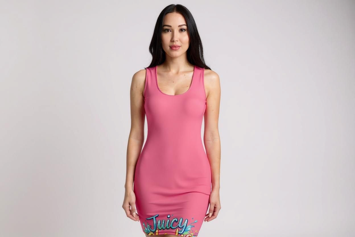 LiveLifeExotic Women's pink mini Bodycon Dress "Juicy Cheeks" | Moisture-Wicking | UPF 50+ | Stretch Fit