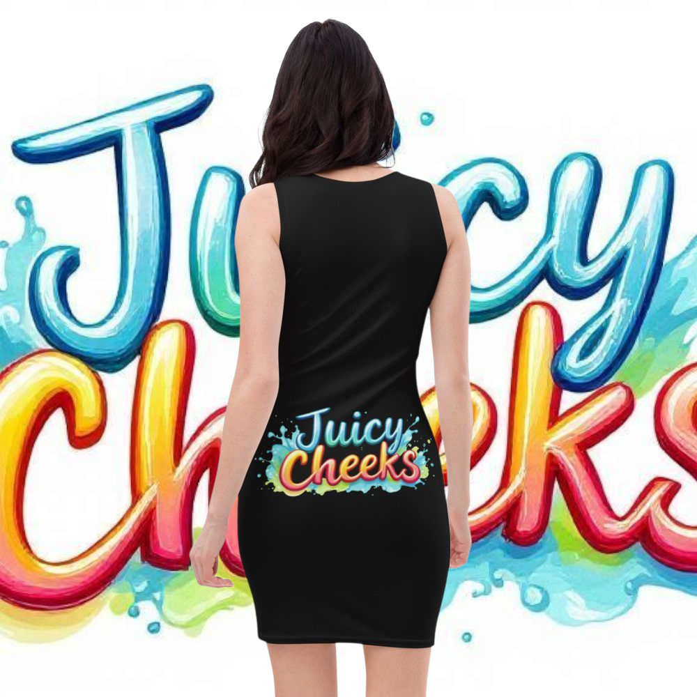 LiveLifeExotic Women's mini Black Bodycon Dress "Juicy Cheeks"  | Moisture-Wicking | UPF 50+ | Stretch Fit