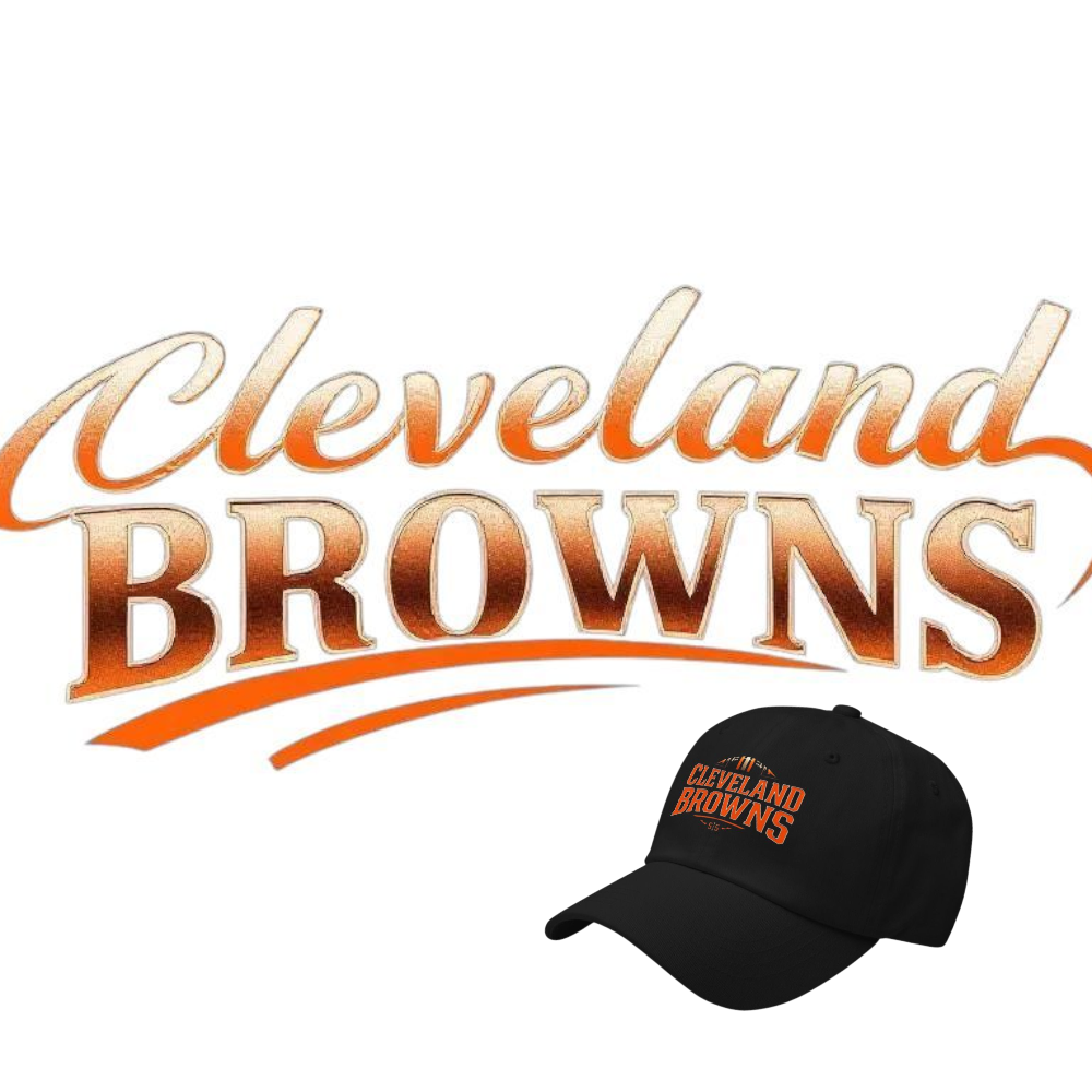 black Cleveland Browns Dad Hat - Retro Orange and Brown Football Gear!  20% offer