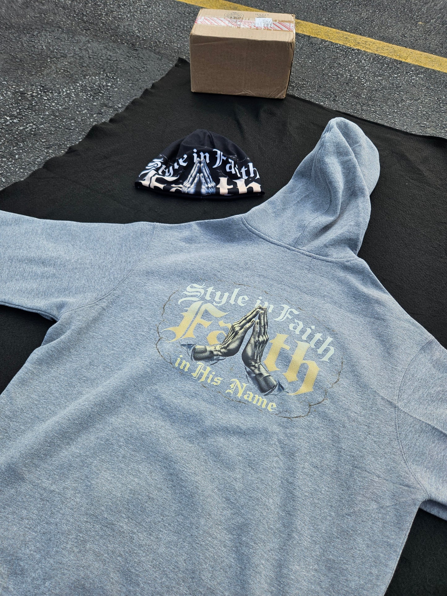 "STYLE IN FAITH" HSCG Designer Heavyweight Unisex Oversized Hoodie - Praying Hands Barbed Wire Design